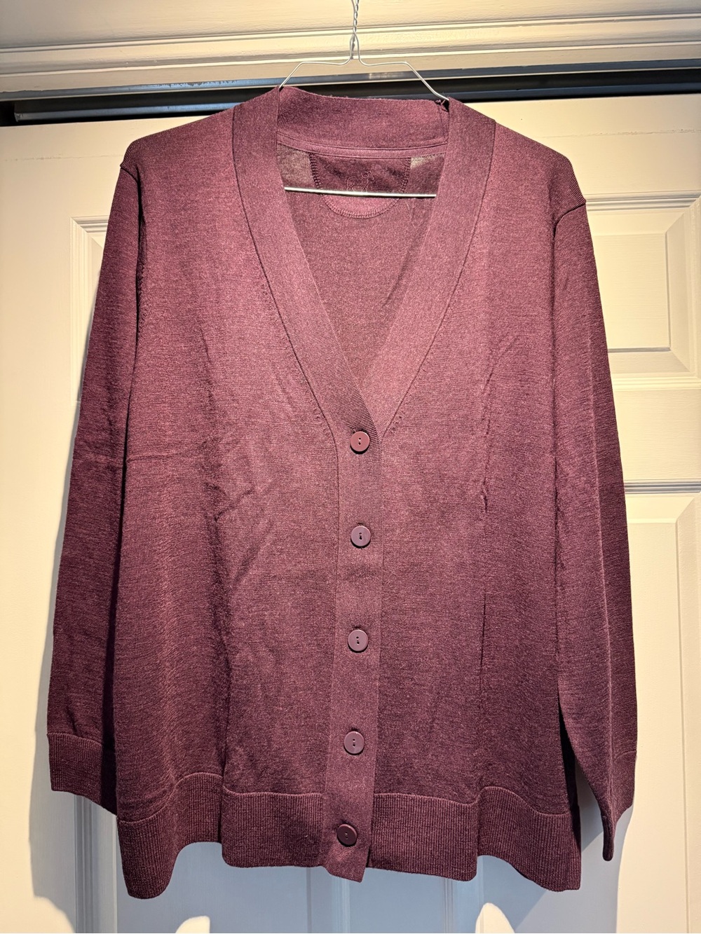 Women's WoolX V-Neck Button Cardigan Sweater - Plum